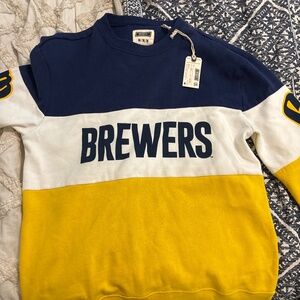 American Eagle Outfitters Blue, White, and Yellow Sweatshirt